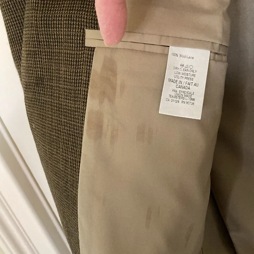Lauren Ralph Lauren Mens Sport Coat Blazer 40S Brown Tattersall Wool‎